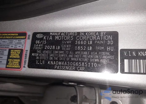 2016 Kia Rio Lx z USA, uszkodzony, nr VIN KNADM4A30G6585110